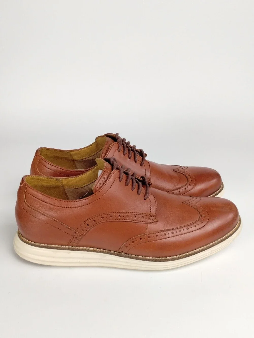 Cole Haan Original Grand Wing Oxfords Woodbury Brown Leather White Outsole Sz 10
